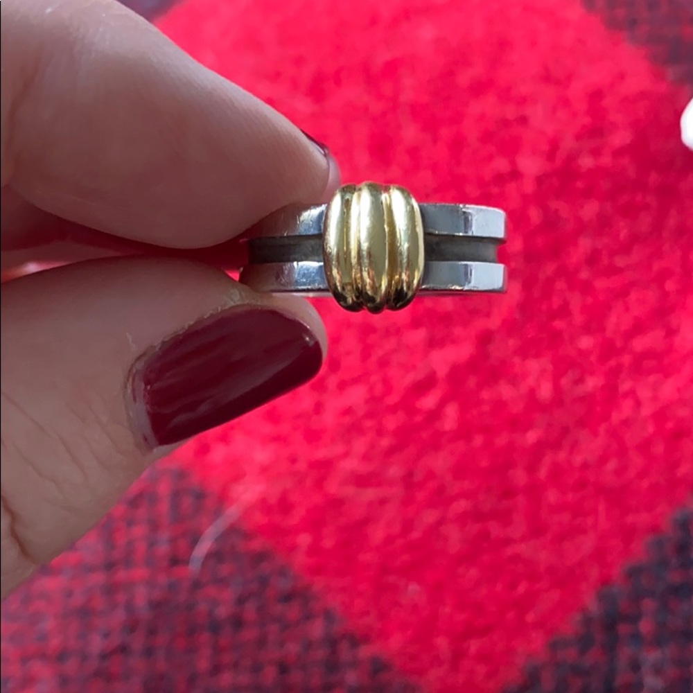 Tiffany sterling ring with gold accent ; size 8